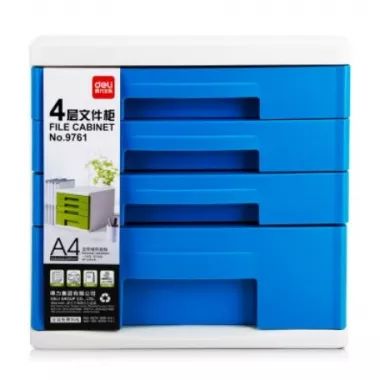 得力（deli） 9761 时尚彩色（蓝色）办公四层文件柜/资料收纳柜 A4文件柜