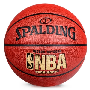 斯伯丁NBA LOGO超软PU皮室内室外7号耐磨篮球74-607Y