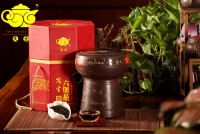 茂圣一级3年陈六堡茶 广西梧州六堡茶 黑茶茶叶 鼓型陶罐500g