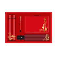建党礼盒（保温杯+皮面笔记本+签字笔+雨伞） 七一红色纪念品